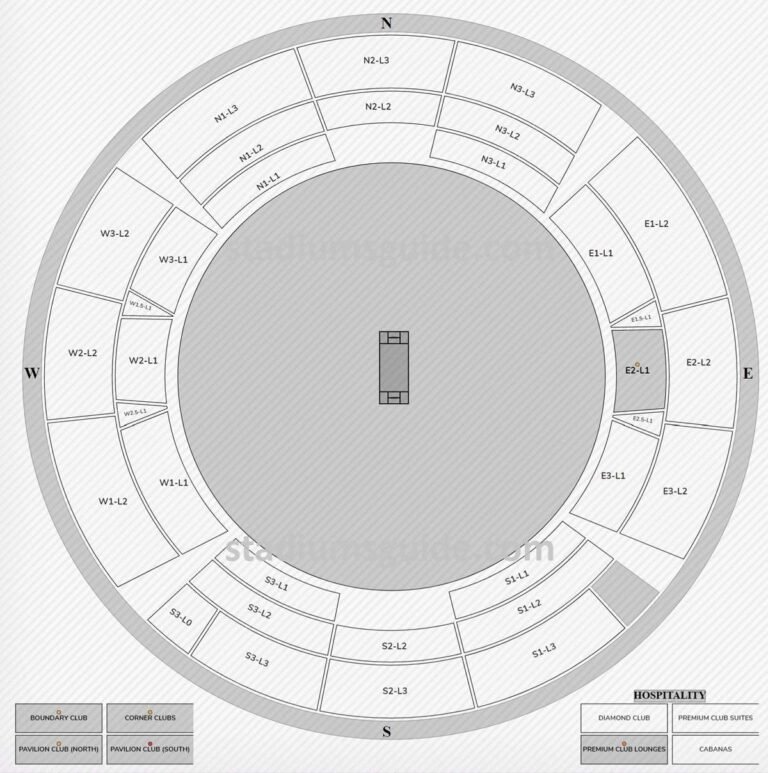 Nassau Cricket Stadium Seating Chart with Seat Numbers, NYC Stadium WC