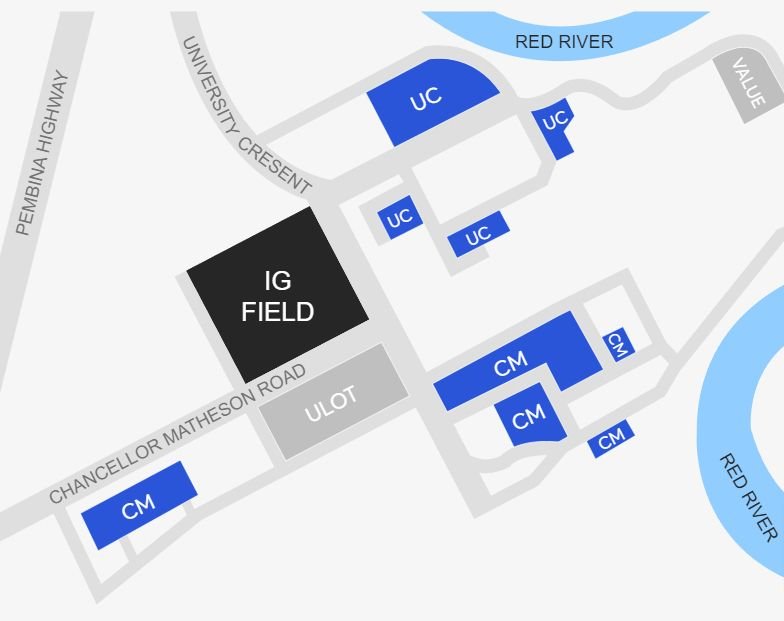 Princess Auto Stadium Parking Location Map