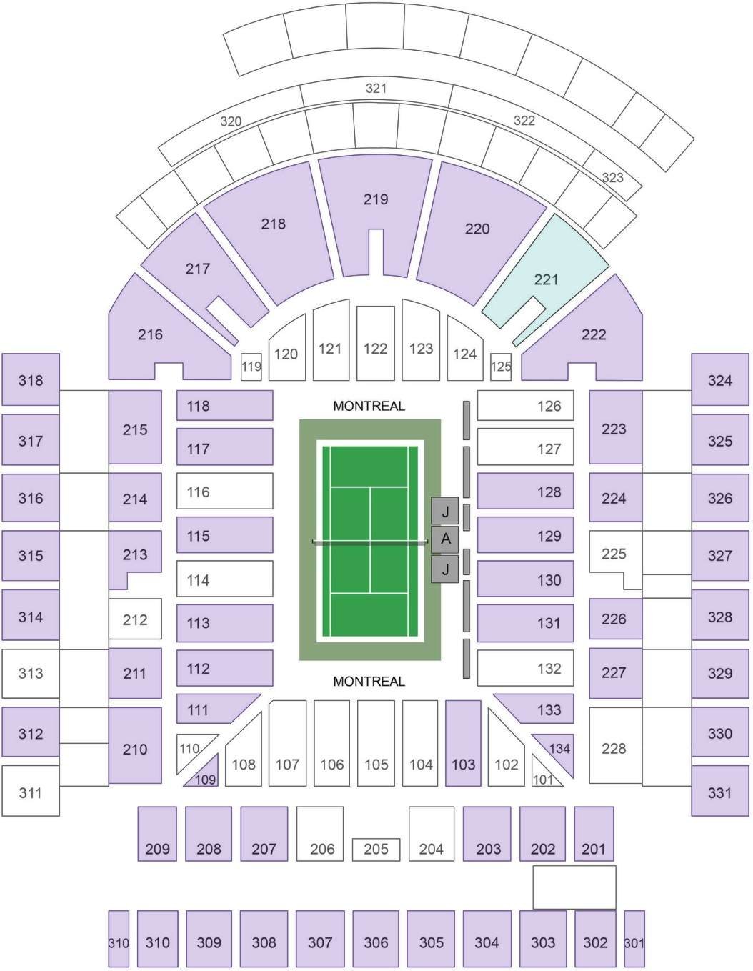 IGA Stadium Montreal Seating Chart with Seat Numbers and Rows
