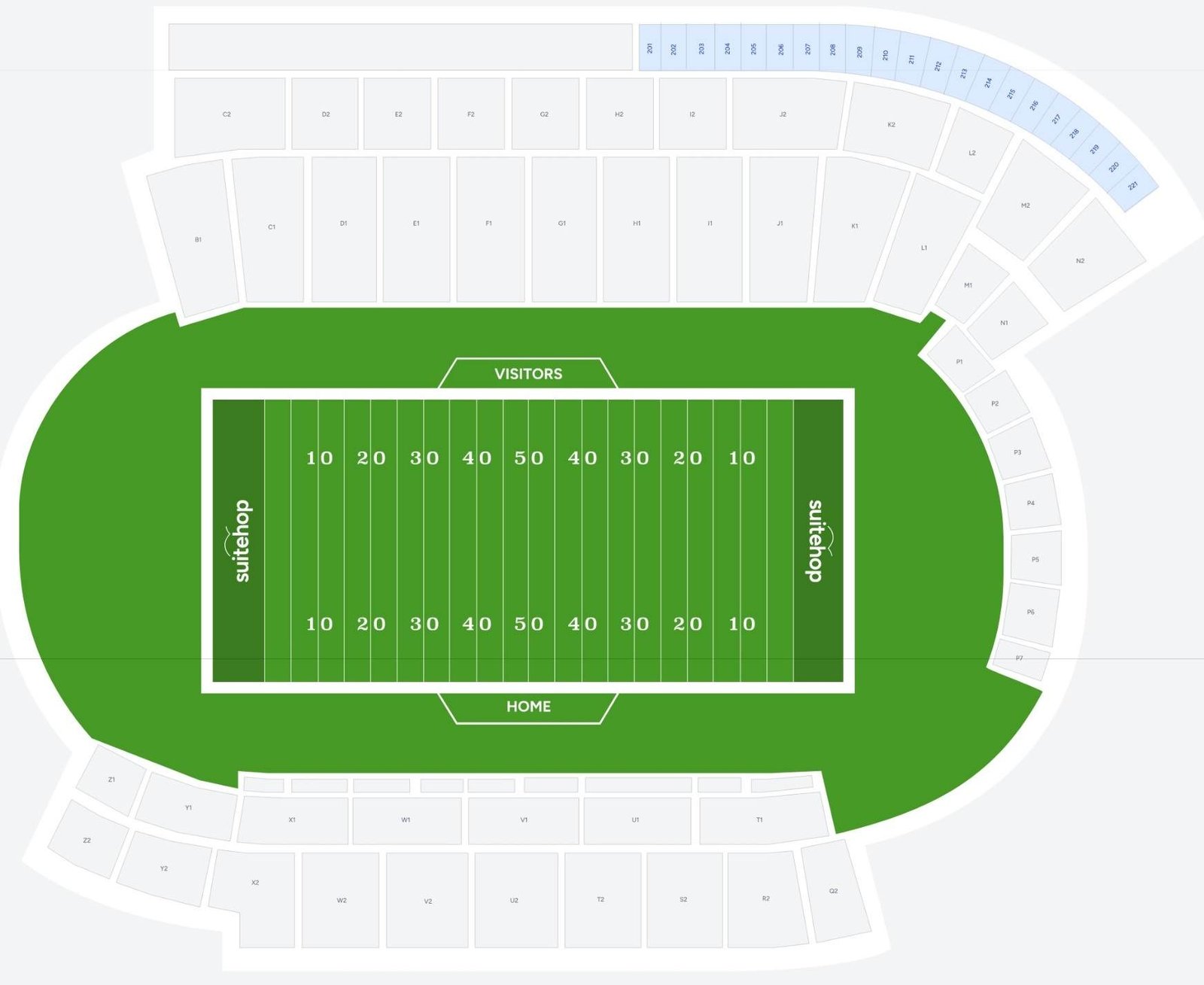 Molson Memorial Stadium Premium Seats and Suites Map 