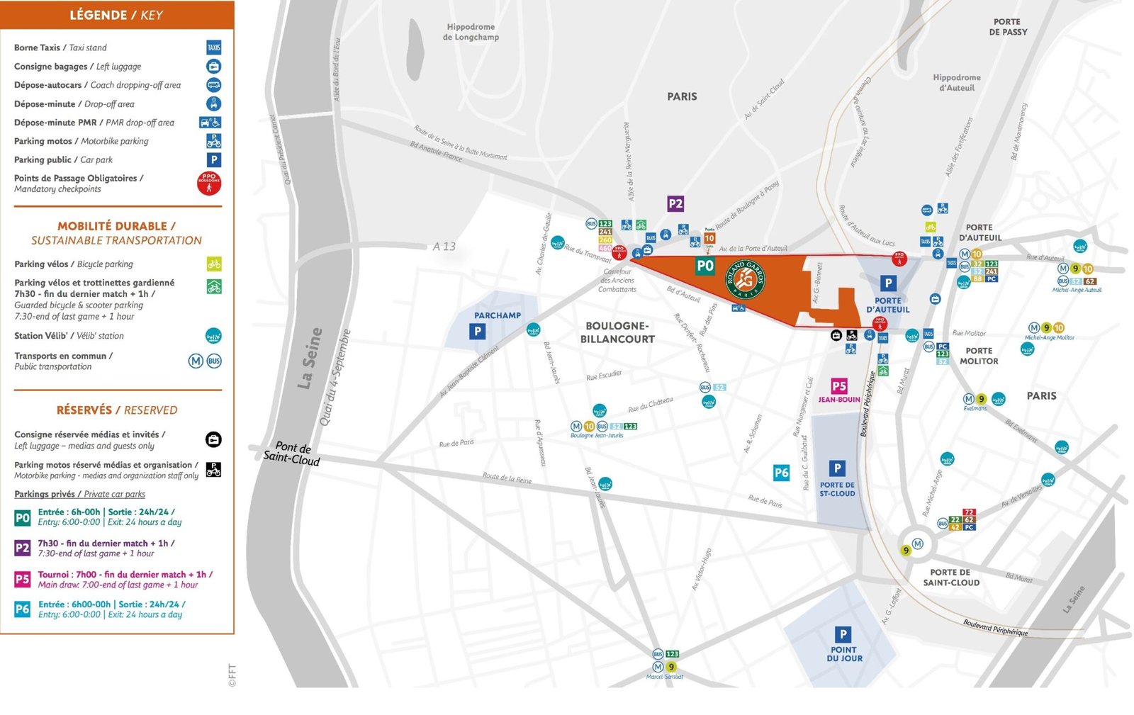 Roland Garros Seating Plan with Seat Numbers, Stade Roland Garros Seat Map