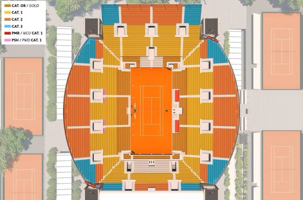 Roland Garros Seating Plan with Seat Numbers, Stade Roland Garros Seat Map