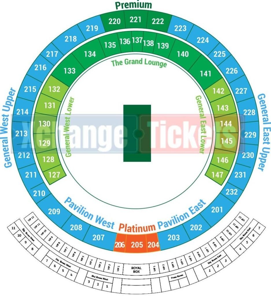 Dubai Cricket Stadium Seat Map with Seat Numbers and Rows, Parking Map